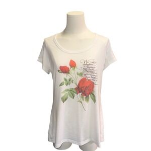 VTG IFSE Womens Rose Graphic Abraham Lincoln Quote T-Shirt White XL Made in USA
